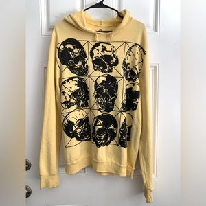 Yellow skull urban outfitters, hooded sweatshirt. Skull UO hoodie size large